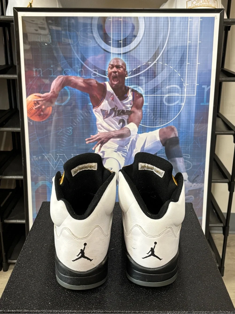Size 11.5- Nike Air Jordan 5 Retro Olympic Gold White Black Shoes 136027-133